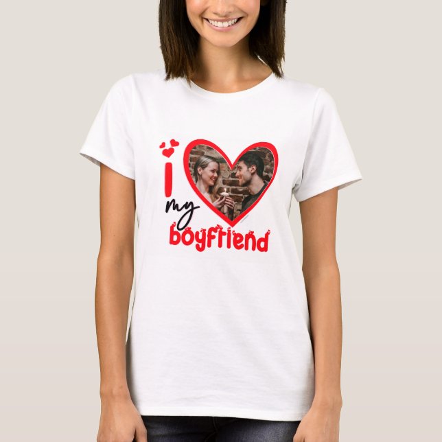 Ich Liebe Mein Freund Foto Custom T - Shirt (Vorderseite)