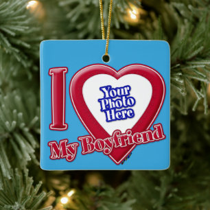 Ich Liebe Mein Freund Foto Red Heart Aquamarin Keramikornament