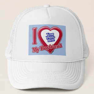 Ich Liebe Mein Freund Foto Red Heart Baby Blue Truckerkappe
