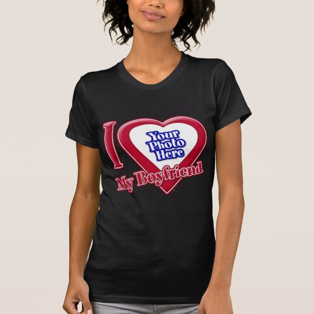 Ich Liebe mein Freund Foto Red Heart Black T-Shirt (Vorderseite)