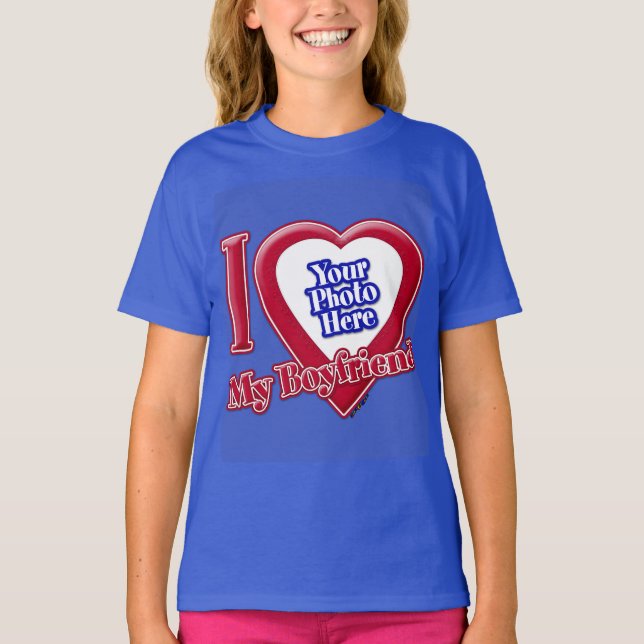 Ich Liebe mein Freund Foto Red Heart D R Blue T-Shirt (Vorderseite)