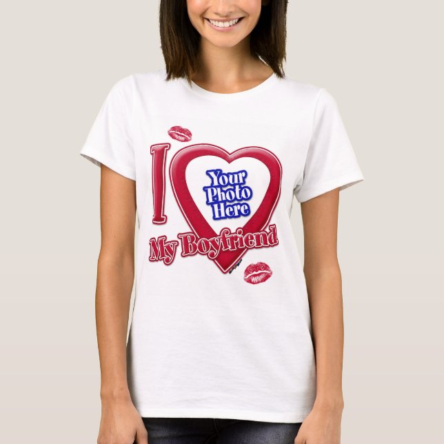 Ich Liebe mein Freund Foto Red Heart Lips T - Shir T-Shirt (Vorderseite)