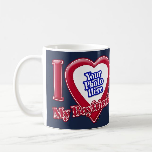 Ich Liebe mein Freund Foto Red Heart Navy Blue Kaffeetasse (Links)