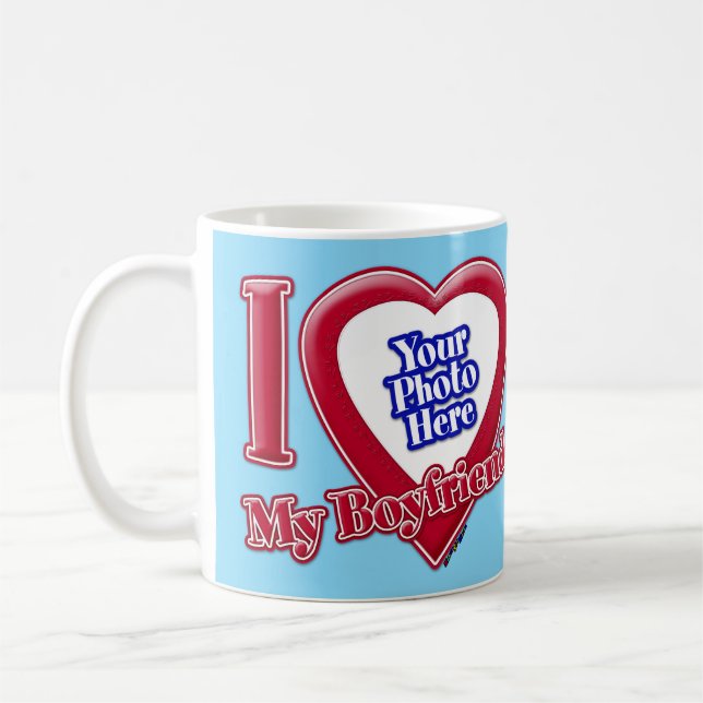 Ich Liebe mein Freund Foto Red Heart Türkis Kaffeetasse (Links)