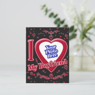 Ich Liebe mein Freund Foto Red Hearts Black Feiertagskarte