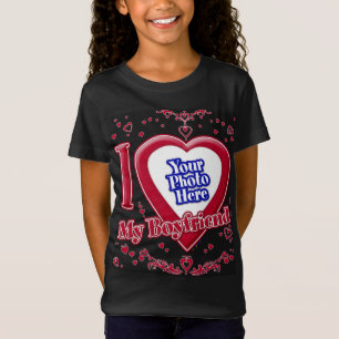 Ich Liebe mein Freund Foto Red Hearts Black T-Shirt