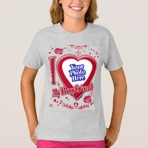 Ich Liebe mein Freund Foto Red Hearts Gray T-Shirt