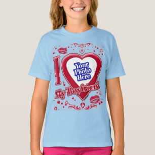 Ich Liebe mein Freund Foto Red Hearts Kiss Light B T-Shirt