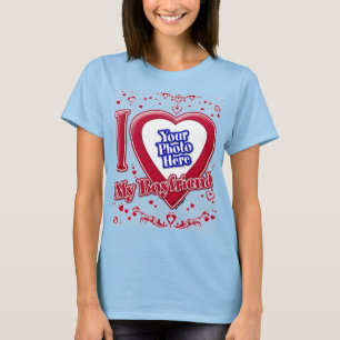 Ich Liebe mein Freund Foto Red Hearts Light Blue T-Shirt