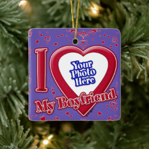 Ich Liebe Mein Freund Foto Red Hearts Lila Keramikornament