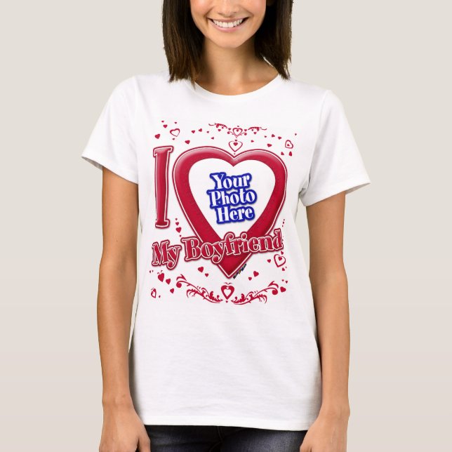 Ich Liebe mein Freund Foto Red Hearts T - Shirt (Vorderseite)