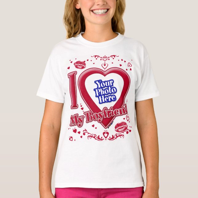 Ich Liebe mein Freund Foto Red Hearts T - Shirt (Vorderseite)