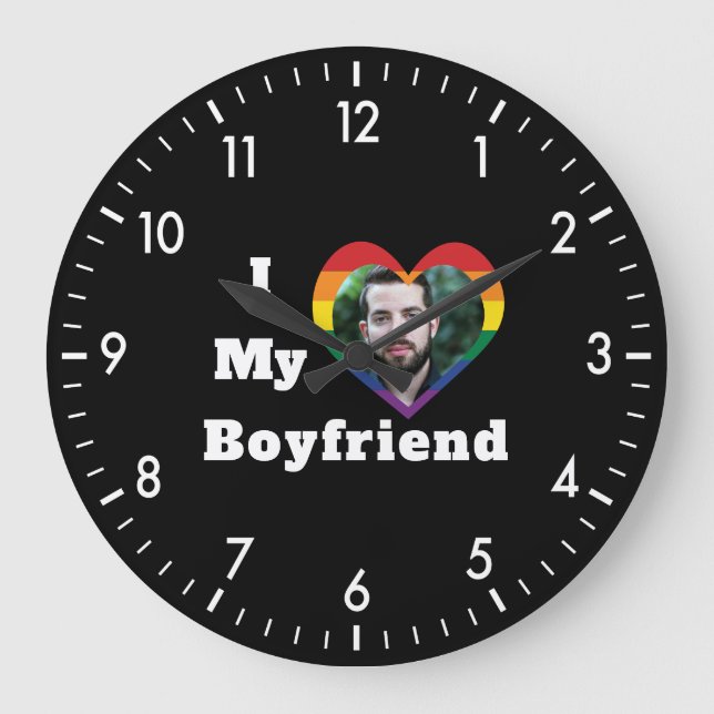 Ich Liebe Mein Freund Gay Pride LGBTQ Benutzerdefi Große Wanduhr (Vorderseite)