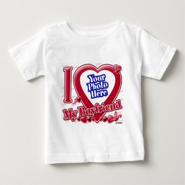 Ich Liebe Mein Freund hat ein rotes Herz - Foto Baby T-shirt (Vorderseite)