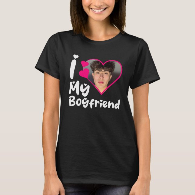 Ich Liebe Mein Freund Herz Custom Foto T-Shirt (Vorderseite)