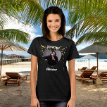 Ich Liebe mein Freund Herzname Foto T-Shirt<br><div class="desc">Fügen Sie einen Namen und ein Foto in den herzförmigen Rahmen. Mit goldenen Herzen als Dekor.</div>