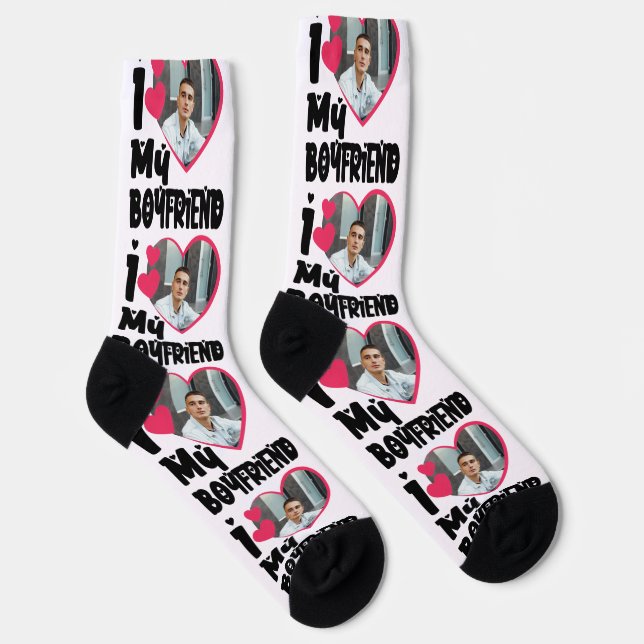 Ich Liebe Mein Freund Personalisiert Foto Socken (Rechts)