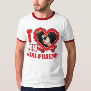 Ich Liebe Mein Freund Personalisiert Foto Text T-Shirt