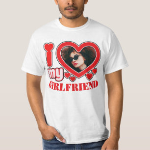 Ich Liebe Mein Freund Personalisiert Foto Text T-Shirt