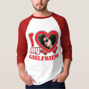 Ich Liebe Mein Freund Personalisiert Foto Text T-Shirt