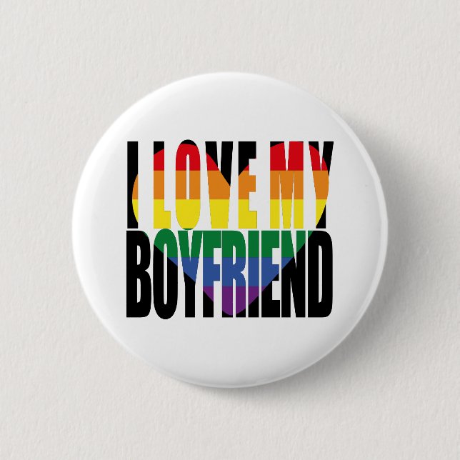 Ich Liebe Mein Freund Rainbow Heart Button (Vorderseite)