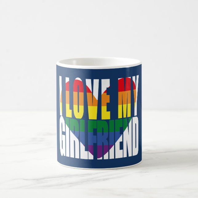 Ich Liebe Mein Freund Rainbow Heart Kaffeetasse (Mittel)