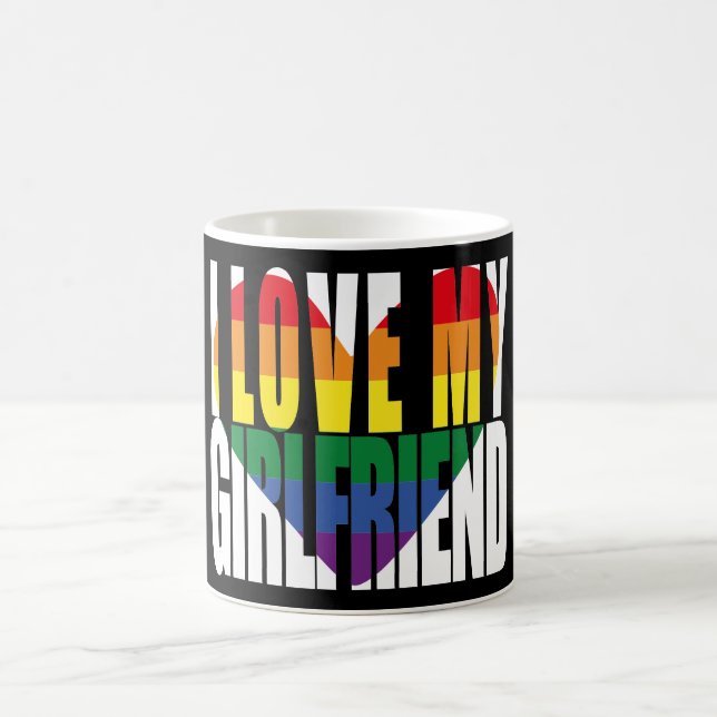 Ich Liebe Mein Freund Rainbow Heart Kaffeetasse (Mittel)