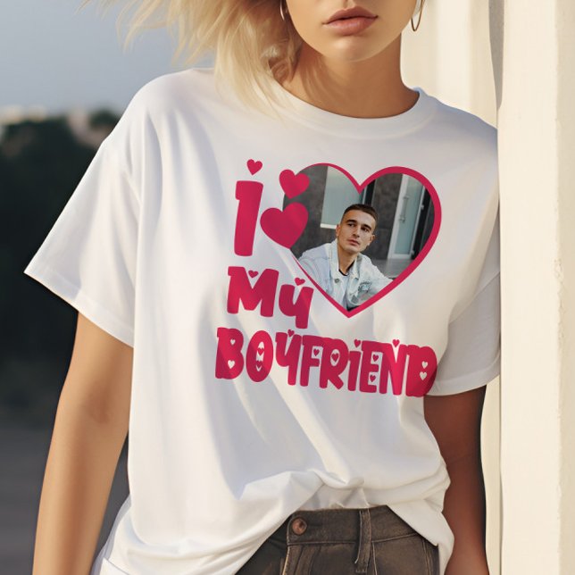 Ich Liebe Mein Freund Red Heart Custom Foto T-Shirt (Von Creator hochgeladen)