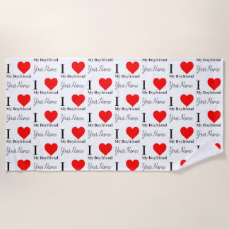 Ich Liebe Mein Freund & Red Heart Personalisiert Strandtuch