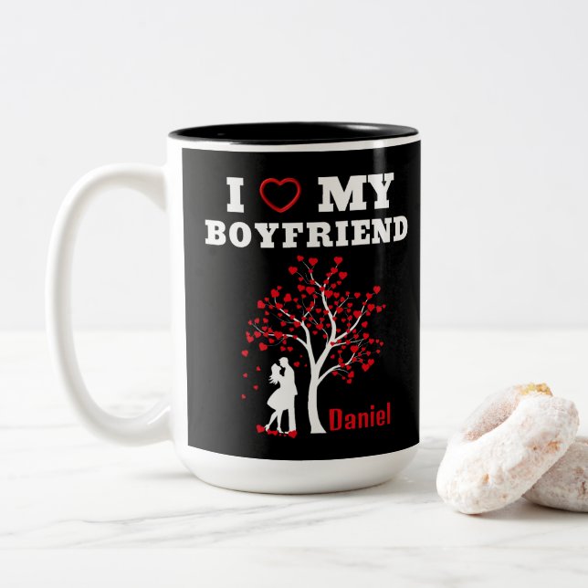 Ich Liebe mein Freund Zweifarbige Tasse (Mit Donut)