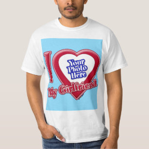 Ich Liebe Mein Freundin Foto Rotes Herz Türkis T-Shirt