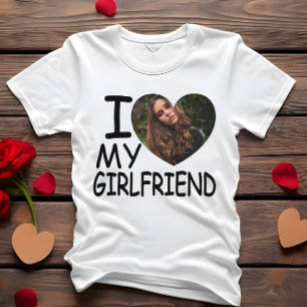 Ich Liebe Mein Freundin Herz Custom Foto T-Shirt