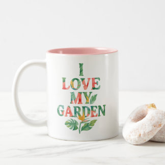 Ich Liebe mein Garten tropische Flora Wasserfarbe Zweifarbige Tasse