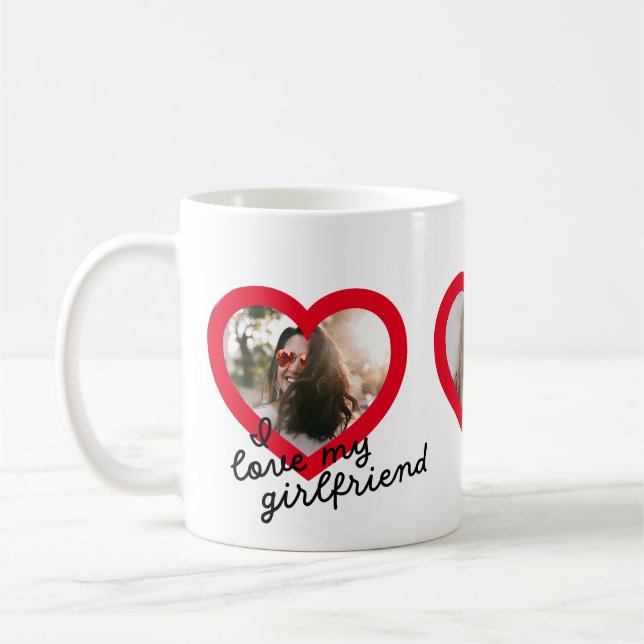 Ich Liebe mein Girlfriend Custom Red Valentines Fo Kaffeetasse (Links)