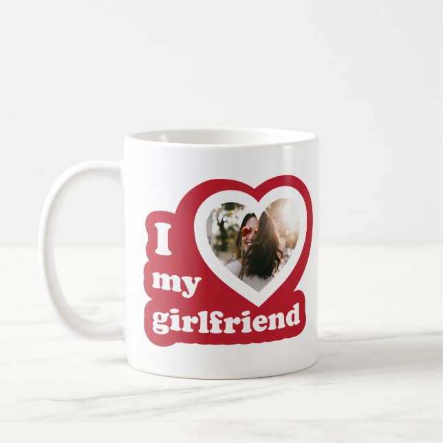 Ich Liebe mein Girlfriend Custom Retro Valentines  Kaffeetasse (Links)