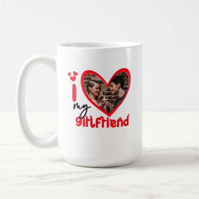Ich Liebe mein Girlfriend Foto Geschenk Kaffeetasse (Links)