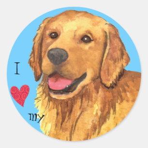 Ich Liebe mein Goldenes Retriever Runder Aufkleber