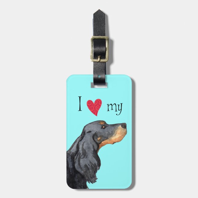 Ich Liebe mein Gordon Setter Gepäckanhänger (Vorderseite vertikal)