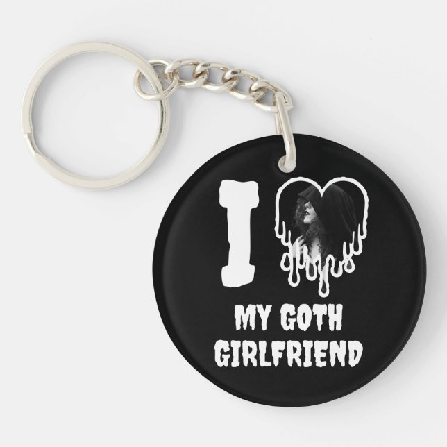 Ich Liebe mein Goth Girlfriend Driving Heart Foto Schlüsselanhänger (Vorderseite)