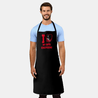 Ich liebe mein Goth-Girlfriend tropfendes rotes He Schürze
