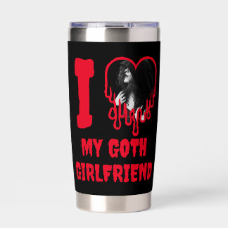 Ich liebe mein Goth-Girlfriend tropfendes rotes He Thermobecher