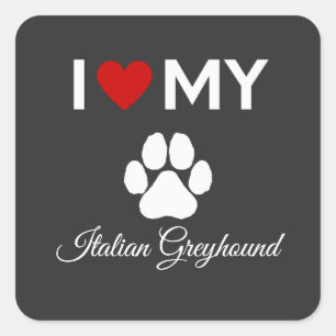 Ich Liebe mein Grauhund-Italienisch-Sondertext Quadratischer Aufkleber
