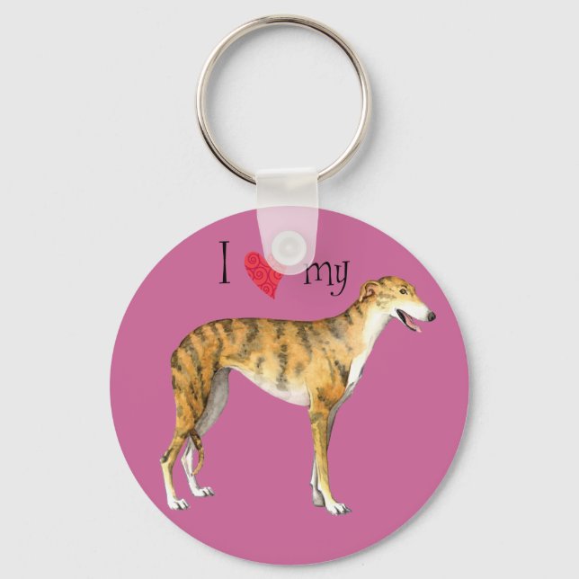 Ich Liebe mein Greyhound Schlüsselanhänger (Vorderseite)