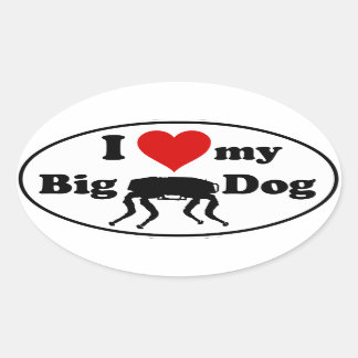 Ich Liebe mein großer Hund Ovaler Aufkleber