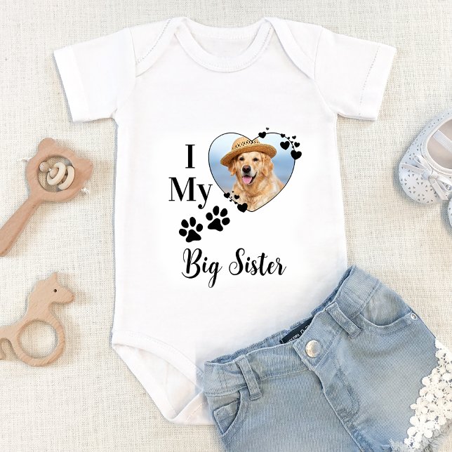 Ich Liebe mein großer Schwester Custom Foto Hund l Baby Strampler (Von Creator hochgeladen)