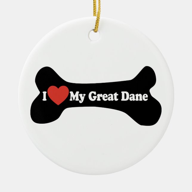 Ich Liebe mein großes Ding - Hundebone Keramikornament (Vorne)
