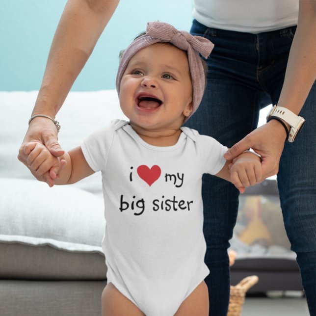 Ich Liebe mein großes Schwester Rotes Herz Baby Strampler (I Love My Big Sister Baby Bodysuit)