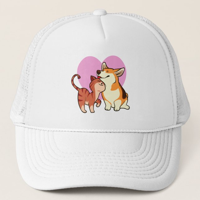 Ich Liebe mein Haustier | Katze und Hund Truckerkappe (Vorderseite)