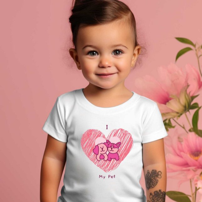Ich Liebe mein Haustier Print Modern White Baby Ki Baby T-shirt (Von Creator hochgeladen)