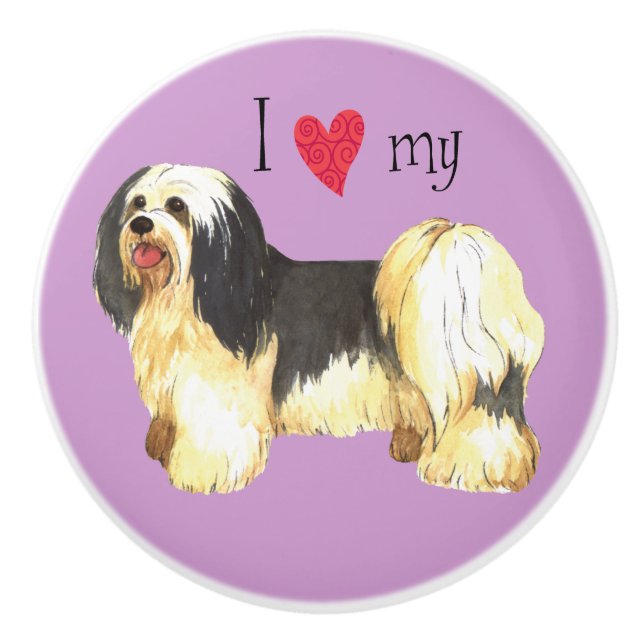Ich Liebe mein Havanese Keramikknauf (Vorderseite)